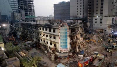 view of site after fire broken out incident at gul plaza shopping mall photo ppi