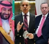 a combination of photos featuring saudi crown prince muhammad bin salman pakistan s prime minister shehbaz sharif and turkish president recep tayyip erdo an photo afp file