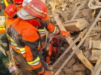rescue 1122 teams clear debris from residential houses damaged in a chemical factory explosion in faisalabad photo inp