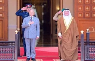 prime minister shehbaz sharif receives a guard of honour at al qudaibiya palace in manama on november 26 2025 photo saba