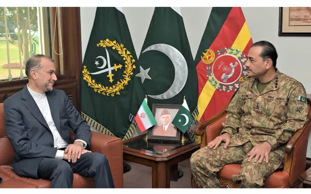 iran s foreign minister hossein amir abdollahian and coas general syed asim munir meet at the general headquarters ghq in rawalpindi on monday january 29 2024 photo ispr iran s foreign minister hossein amir abdollahian and coas general syed asim munir meet at the general headquarters ghq in rawalpindi on monday january 29 2024 photo ispr