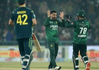pakistan spinner abrar ahmed celebrates after dismissing australia s josh inglis during the second t20 at gaddafi stadium lahore on saturday photo x pcb pakistan spinner abrar ahmed celebrates after dismissing australia s josh inglis during the second t20 at gaddafi stadium lahore on saturday photo x pcb