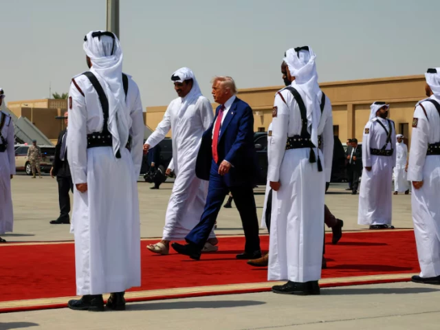 us president donald trump walks to board air force one as he departs al udeid air base en route to abu dhabi united arab emirates in doha qatar may 15 2025 photo reuters us president donald trump walks to board air force one as he departs al udeid air base en route to abu dhabi united arab emirates in doha qatar may 15 2025 photo reuters