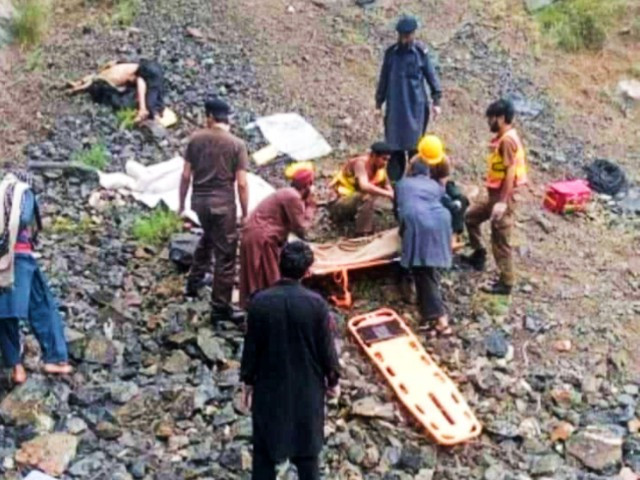 rescue workers provide aid following an accident near lio banda patan photo express file