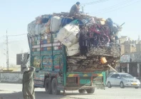 a truck loaded with goods of afghan refugees passes through the western bypass in quetta thousands of afghans return to their country as pakistan intensifies drive to deport all unregistered refugees photo ppi