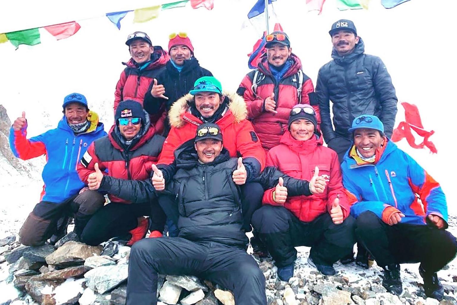 A team of Nepali climbers made history on Jan 16 after becoming the first to summit Pakistan's K2 in winter. PHOTO: AFP