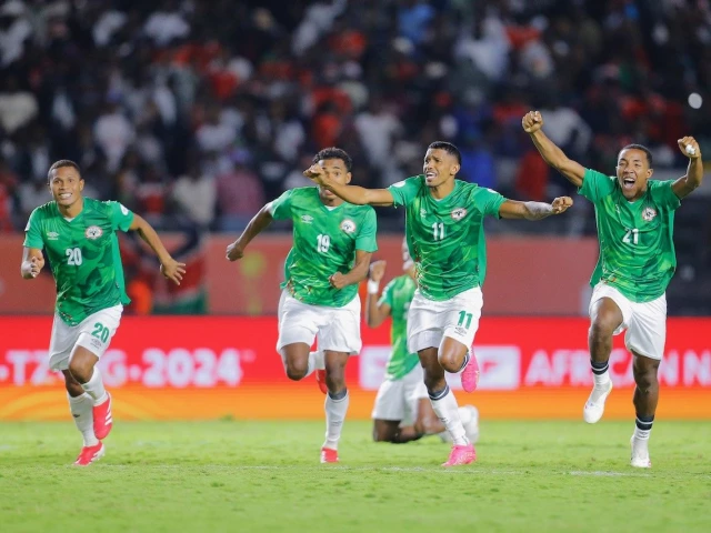 madagascar players celebrate victory during the 2024 african nations championship chan quarter final match between kenya and madagascar at the kasarani stadium in nairobi kenya on 22 august 2025 madagascar players celebrate victory during the 2024 african nations championship chan quarter final match between kenya and madagascar at the kasarani stadium in nairobi kenya on 22 august 2025