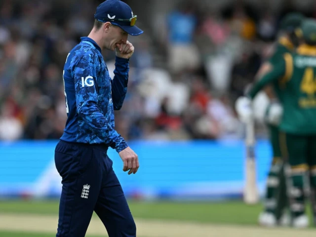 england captain harry brook in the field as south africa cruise to victory during the first odi at headingley photo afp england captain harry brook in the field as south africa cruise to victory during the first odi at headingley photo afp