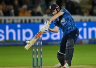 england captain harry brook hits a six during a five run loss to south africa in the second odi at lord s photo afp