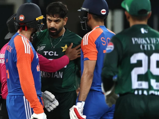pakistan s haris rauf 3r while playing india in dubai which will host the asia cup final on sunday photo afp
