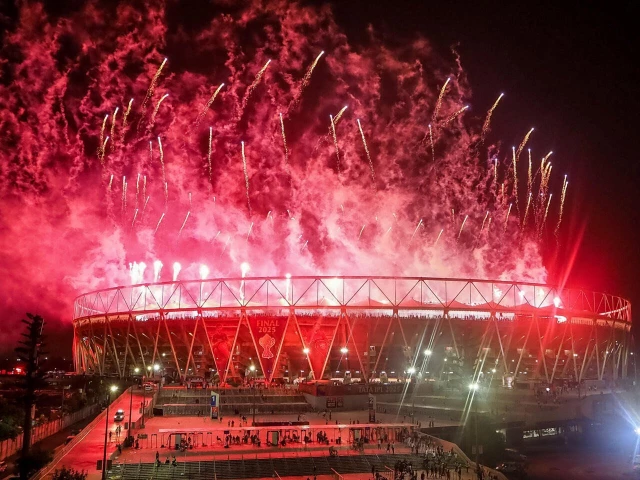 fireworks light up the sky over the narendra modi stadium in ahmedabad photo afp fireworks light up the sky over the narendra modi stadium in ahmedabad photo afp