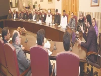 cm sohail afridi chairs a meeting with peshawar division lawmakers at pakhtunkhwa house in islamabad photo express