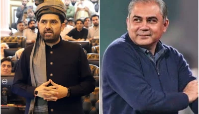 khyber pakhtunkhwa chief minister sohail afridi l and interior minister mohsin naqvi photos file