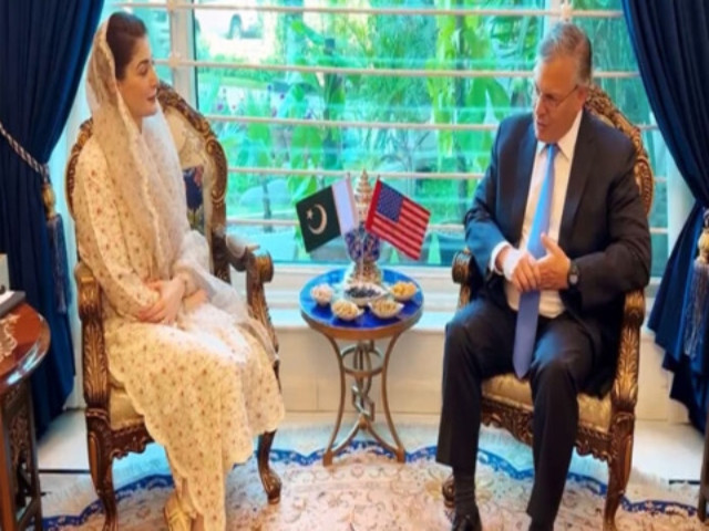 punjab chief minister maryam nawaz in conversation with united states ambassador to pakistan donald blome photo express