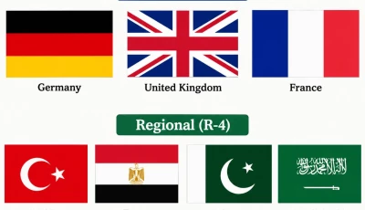 ai generated image of e 3 and r 4 country flags