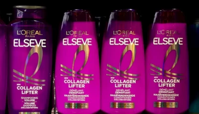 bottles of l oreal paris elseve collagen lifter shampoo and conditioner in a supermarket in brussels belgium july 3 2026 photo reuters