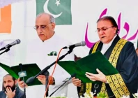 pml n s dr najeeb naqi taking oath as 23rd president of ajk photo express pml n s dr najeeb naqi taking oath as 23rd president of ajk photo express