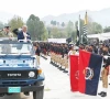 ajk president dr muhammad najeeb khan inspects a parade during the 79th foundation day ceremony in muzaffarabad on saturday photo express