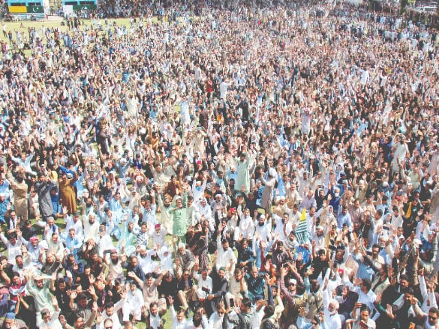 people chant slogans as they gather to attend the funeral of men who were killed during a protest following a shutter down strike in muzaffarabad photo reuters