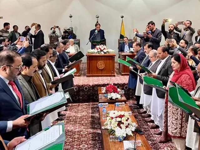 new ajk cabinet members taking oath on wednesday in muzaffarabad photo radio pakistan new ajk cabinet members taking oath on wednesday in muzaffarabad photo radio pakistan
