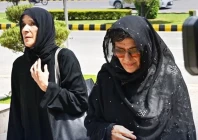 aleema khan and uzma khan the sisters of pakistan tehreek e insaf pti founder imran khan photo file
