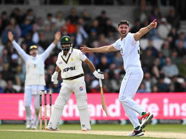 england s josh tongue r appeals successfully for an lbw decision against pakistan s ali usman on day 3 of the first test at headingley on august 21 2026 photo afp england s josh tongue r appeals successfully for an lbw decision against pakistan s ali usman on day 3 of the first test at headingley on august 21 2026 photo afp