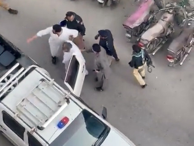 this screengrab taken from a video shows pti leader ali zaidi being taken away after being arrested in karachi on april 15 2023 screengrab