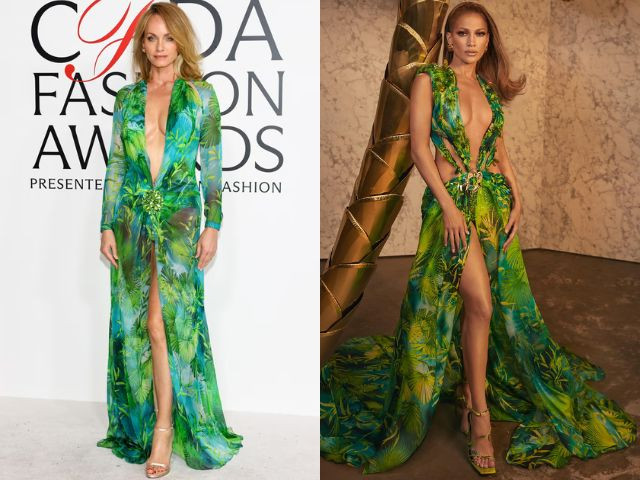She wore it first: Amber Valletta reclaims the jungle dress that JLo made  famous