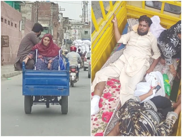 patients are ferried to hospitals in loader rickshaws as ambulance services become a luxury beyond the reach of many photo express