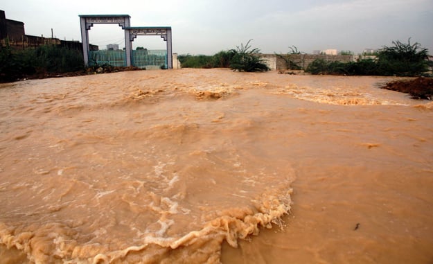 Waves rippling in massive amount of water accumulated in Amroha Society near Saadi Town. PHOTO: ATHAR KHAN