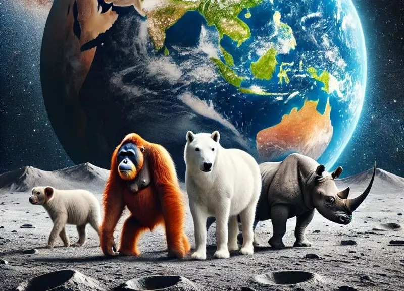 biologists want to save the endangered species on the surface of the moon photo ai generated biologists want to save the endangered species on the surface of the moon photo ai generated