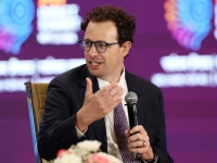 ceo of anthropic dario amodei addresses the gathering at the ai impact summit in new delhi india february 19 2026 reuters