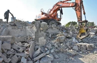 a police station comes crashing down near khanna pul as the anti encroachment drive gathers pace photo app