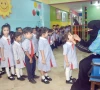 a female health worker administers anti polio drops to a student at a montessori in the saddar area during polio vaccination drive in october 2025 photo jalal qureshi express