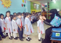 a female health worker administers anti polio drops to a student at a montessori in the saddar area during polio vaccination drive in october 2025 photo jalal qureshi express
