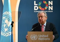 united nations un secretary general antonio guterres delivers a speech during the climate innovation forum part of london climate action week at the guildhall in central london on june 23 2026 photo afp