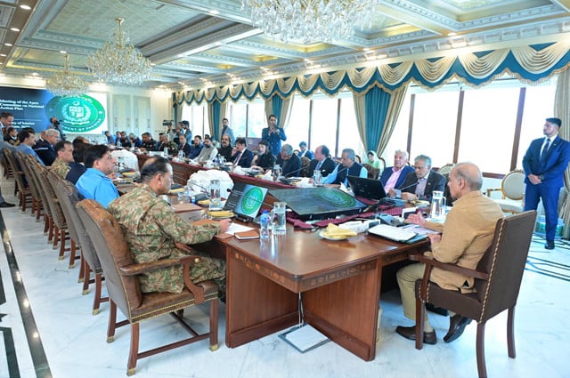 apex committee of national action plan meeting is being chaired by prime minister shehbaz sharif on saturday june 22 2024 photo pid