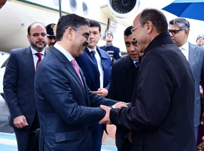 pm kakar arrives in tashkent to attend two day eco summit