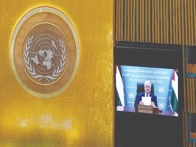 palestinian authority president mahmud abbas speaks during the united nations general assembly at un headquarters in new york city photo afp