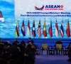 philippine foreign secretary theresa lazaro delivers a speech during the opening ceremony of the asean foreign ministers meeting at the philippine international convention centre on tuesday july 21 2026 in pasay city philippines photo reuters