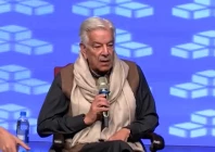 defence minister khawaja asif speaking during a session at the think fest in lahore on saturday photo screengrab