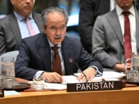pakistani ambassador to the united nations asim iftikhar ahmad speaks during a united nations security council photo afp