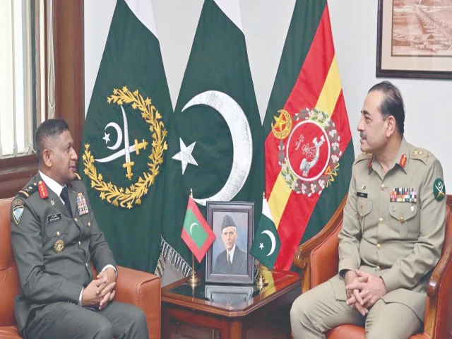 maldives armed forces major general ibrahim hilmy calls on coas gen syed asim munir at the general headquarters in rawalpindi photo ppi maldives armed forces major general ibrahim hilmy calls on coas gen syed asim munir at the general headquarters in rawalpindi photo ppi