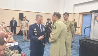 chief of army staff field marshal syed asim munir speaks with us chairman joint chiefs of staff gen dan caine during change of command ceremony of the us central command in tampa florida photo inp
