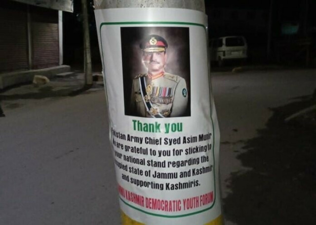 army chief s posters appear in iiojk on eve of defence day
