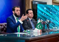 minister for information attaullah tarar speaks alongside minister of state for interior talal chaudhry during a press conference at the press information department on saturday photo pid