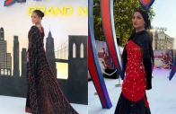 uk based pakistani creator atifa arshad in a custom spider web sari left and forbes 30 under 30 honouree zainab jiwa in a modest spider man inspired ensemble right photos atifaarshad zeewhatidid instagram