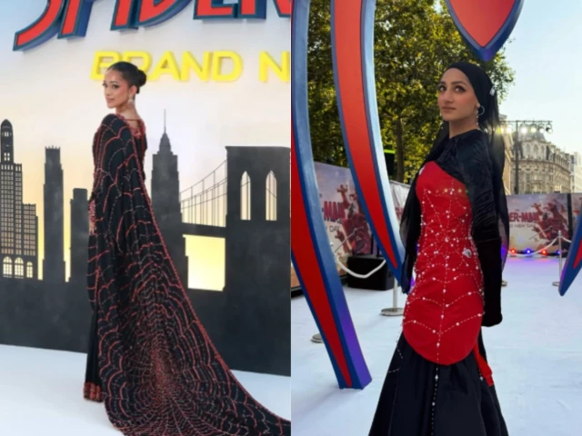 uk based pakistani creator atifa arshad in a custom spider web sari left and forbes 30 under 30 honouree zainab jiwa in a modest spider man inspired ensemble right photos atifaarshad zeewhatidid instagram uk based pakistani creator atifa arshad in a custom spider web sari left and forbes 30 under 30 honouree zainab jiwa in a modest spider man inspired ensemble right photos atifaarshad zeewhatidid instagram