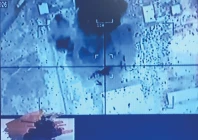 a videograb from express news shows the aftermath of an airstrike on an afghan arms depot in nangarhar province