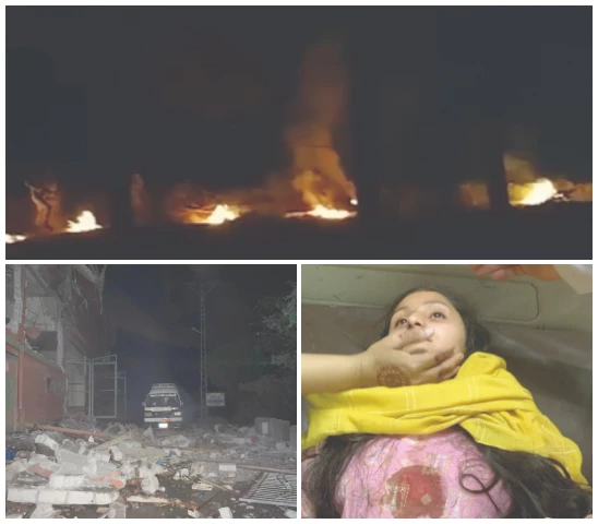 flames rise as pakistan fires a retaliatory missile at indian brigade headquarters a girl sustains serious injuries in an indian missile attack in ajk a mosque is destroyed in muzaffarabad during the indian attack photo express flames rise as pakistan fires a retaliatory missile at indian brigade headquarters a girl sustains serious injuries in an indian missile attack in ajk a mosque is destroyed in muzaffarabad during the indian attack photo express